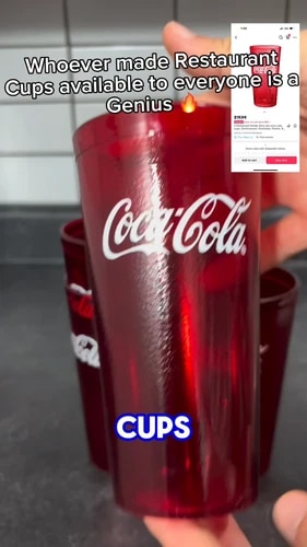 20-32oz Restaurant Grade Red-Blue Coca Cola-Pepsi Heavy-Duty Plastic Tumblers view 2