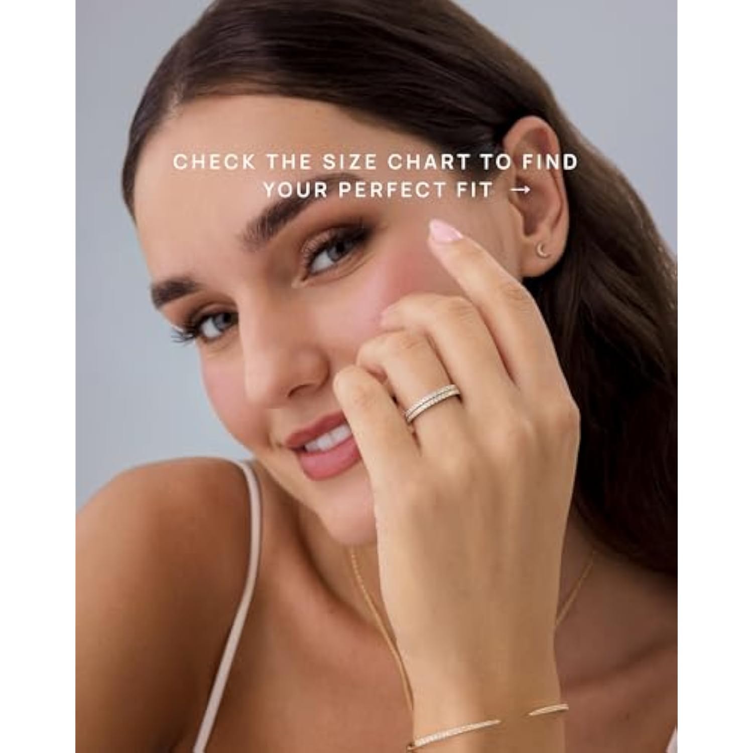 PAVOI 14K Gold Plated Solid 925 Sterling Silver CZ Simulated Diamond Stackable Ring Eternity Bands for Women view 3